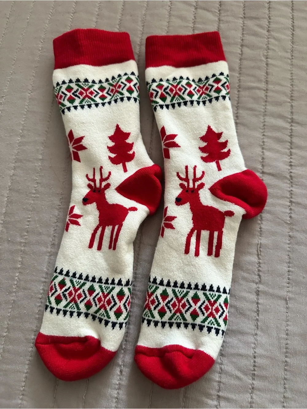 Hanna Andersson Festive Red & White Reindeer Holiday Lounge Socks